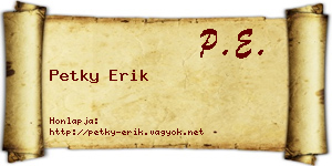 Petky Erik névjegykártya